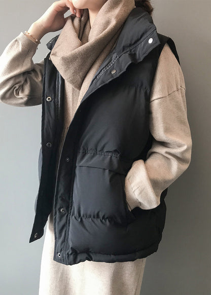 Casual Loose Beige Button Pockets Fine Cotton Filled Vest Sleeveless WD020 HS-VTP241103