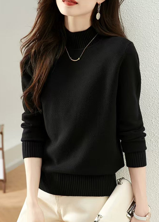 New Black Turtleneck Solid Knit Sweaters Fall QX032 shopify