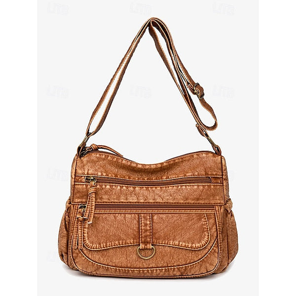 Crossbody Brown Vintage Women's Faux Bag with Leather FashionChic