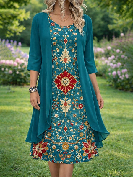 Women's Dress Set A Line Dress Vacation Casual Floral FashionChic