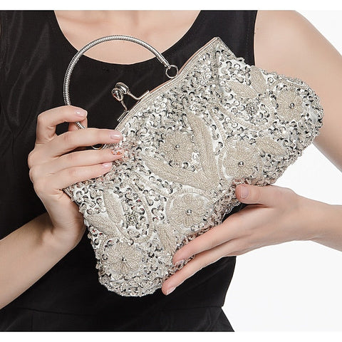 Vintage Evening Clutch Beaded Purse White Women's – FashionChic