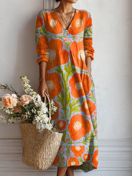 Women's Maxi Dress Linen Like Breathable Lightweight FashionChic
