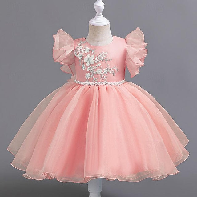 Sleeveless Wedding Floral Kids Sequin Girls' Dress Party FashionChic
