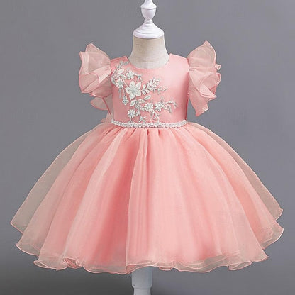Sleeveless Wedding Floral Kids Sequin Girls' Dress Party FashionChic