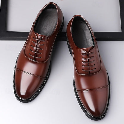 Shoes Dress Brown Oxford Design Cap-Toe Classic Men's – FashionChic