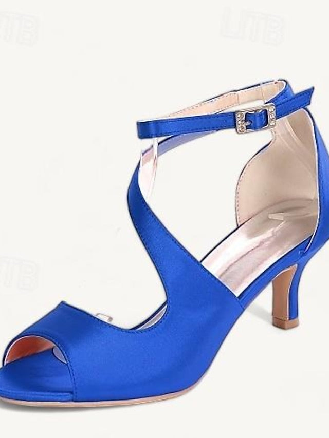 Kitten Wedding Shoes Women's Heel Bridal Buckle Open FashionChic