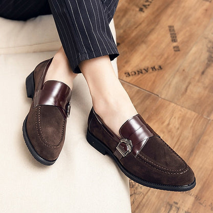 Patent and Leather Men's Loafers Strap Metal with Suede FashionChic