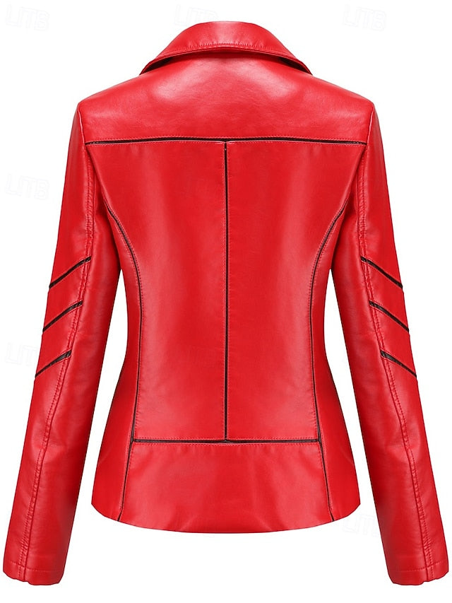 Faux Zipper Leather Comfortable Jacket Pocket Women's FashionChic