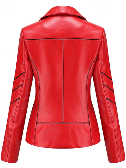 Faux Zipper Leather Comfortable Jacket Pocket Women's FashionChic
