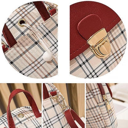Leather Backpack Mini Buckle – with and Stylish Plaid Flap FashionChic