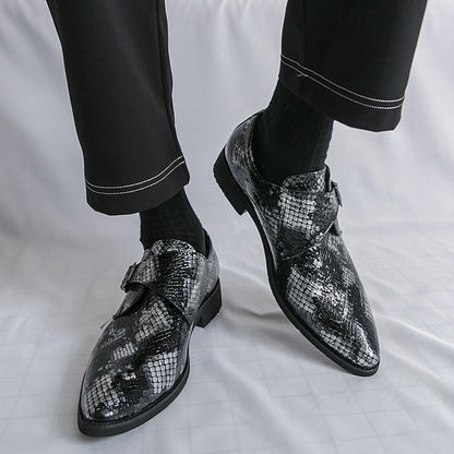 Formal Brown Print Snake Shoes Strap Monk Men Classic – for FashionChic
