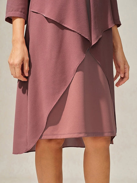 Women's Evening Dress Cape Sleeve Knee-Length Elegant Green FashionChic