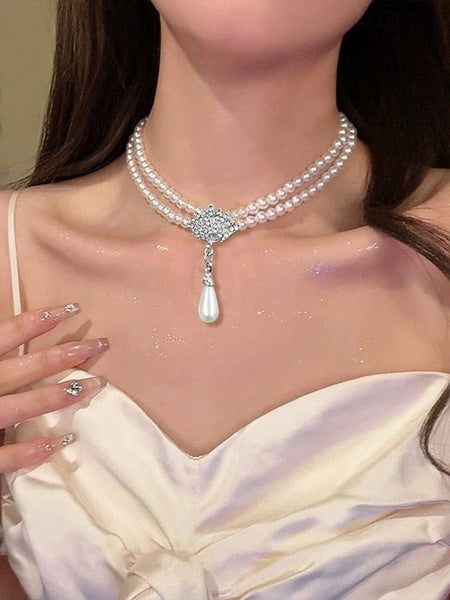 Double-Layer Set Bridal Pearl – Jewelry Necklace Elegant FashionChic