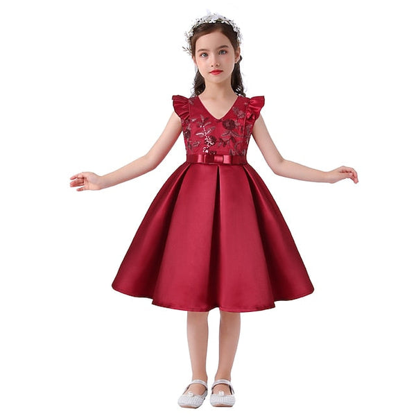 Dress Formal Sleeveless Solid Girls' Color Kids Party FashionChic