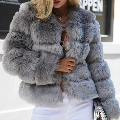 Elegant Faux Coat Comfortable Street Fur Active Women's FashionChic