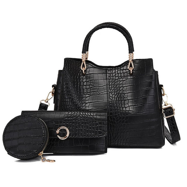 Pcs Set Office Bag Leather out Women's PU Going Purse 3 FashionChic