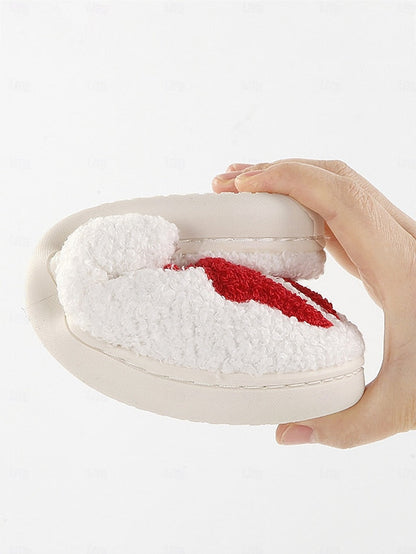 Bowknot Women's - with White Soft Slippers and Design Red FashionChic