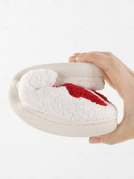Bowknot Women's - with White Soft Slippers and Design Red FashionChic