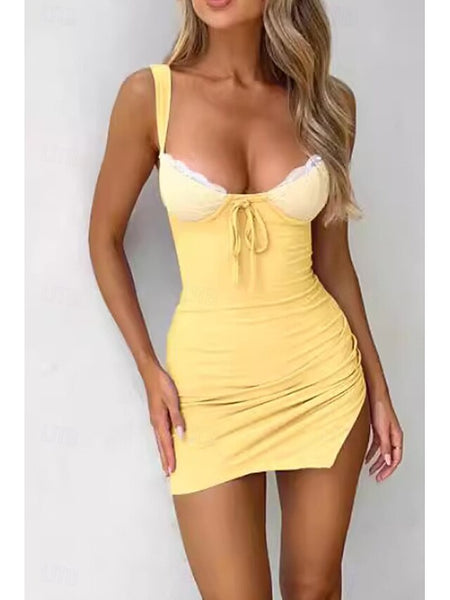 Women's Mini Dress White Dress Graduation Dress Lace Dress