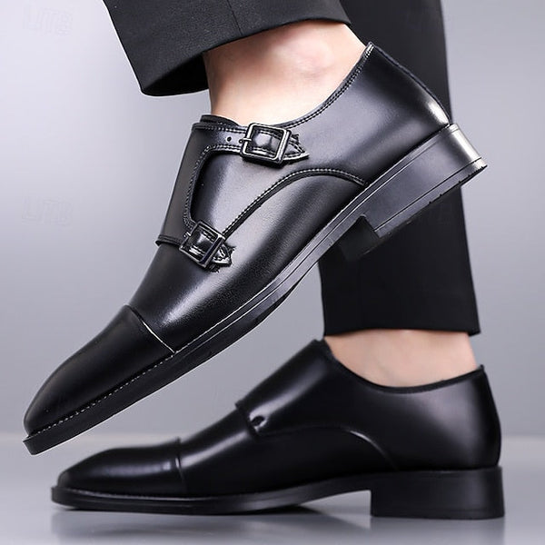 Strap Double – Men's Leather Elegant Shoes Monk Dress FashionChic
