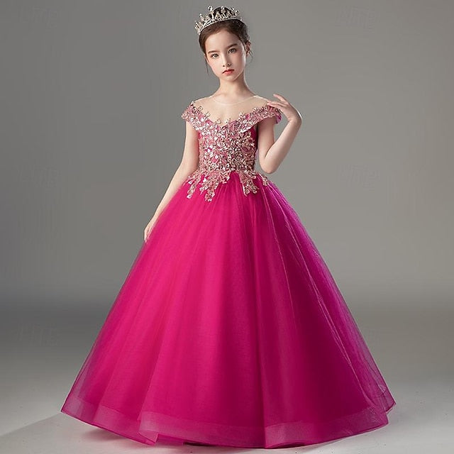 Girls' Short Kids Sleeve Color Solid Dress Party FashionChic