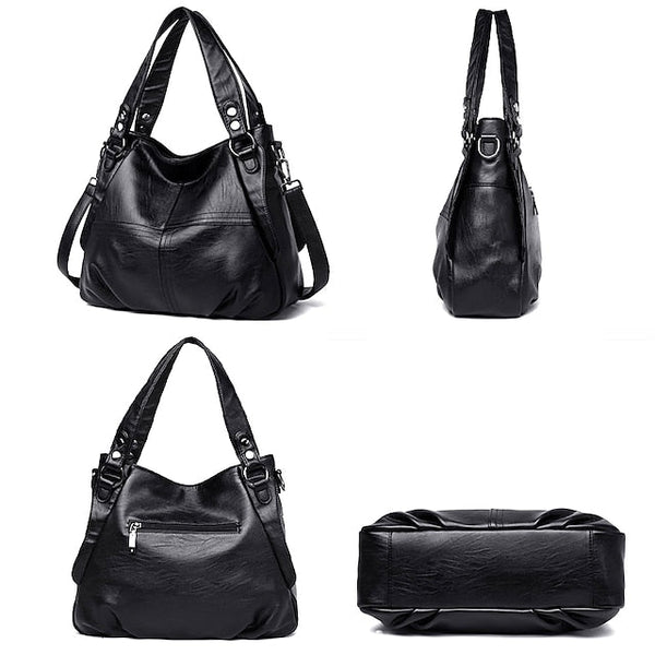 Bag Burgundy – Faux Women's Large Leather Shoulder FashionChic