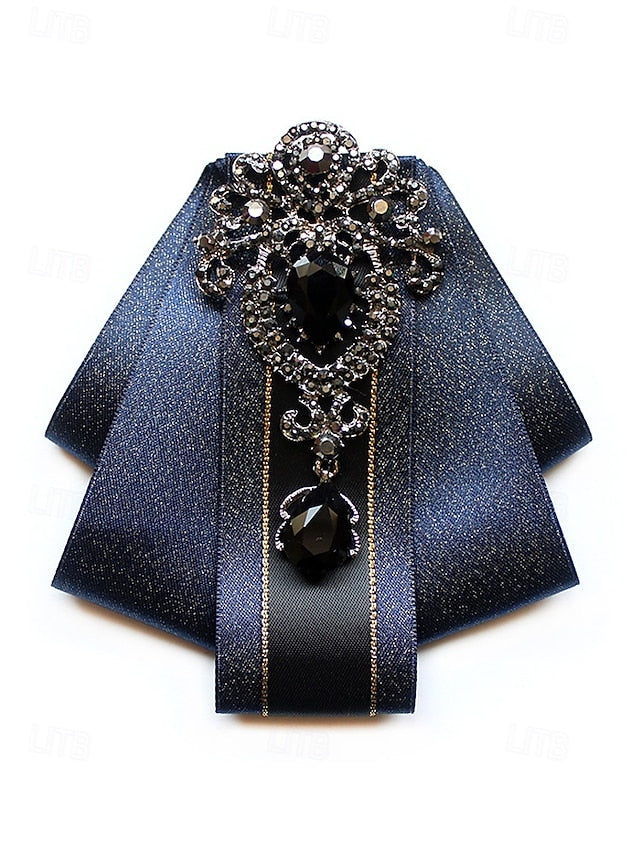 Elegant Men's Christmas Satin Bow Tie - Diamond-Accent FashionChic