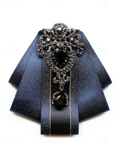 Elegant Men's Christmas Satin Bow Tie - Diamond-Accent FashionChic