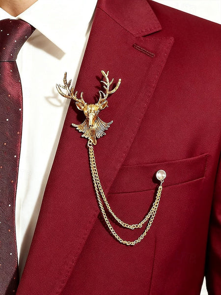 Men's Pin Brooch with Lapel Christmas Deer FashionChic