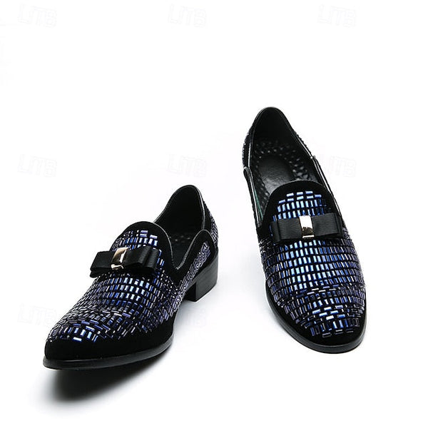 – Strap Loafers Prom and Elegant Woven Silver Men's Monk FashionChic