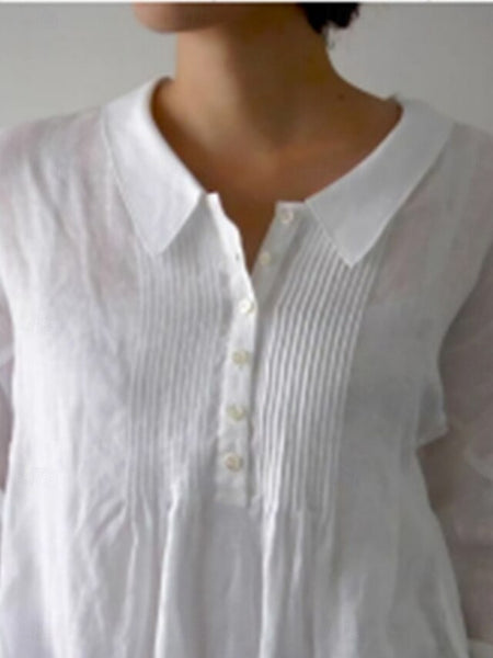 Women's Shirt 100% Cotton Plain Basic Modern Long Sleeve FashionChic