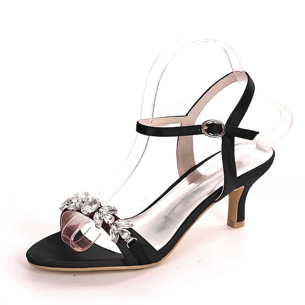 – Sandals Silver Heeled Rhinestone Women's Elegant FashionChic