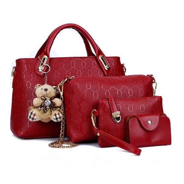4 Bag Leather Purse PU Women's Pieces Set FashionChic