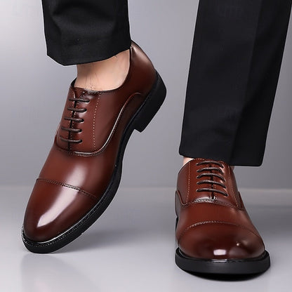 Shoes Dress Brown Oxford Design Cap-Toe Classic Men's – FashionChic