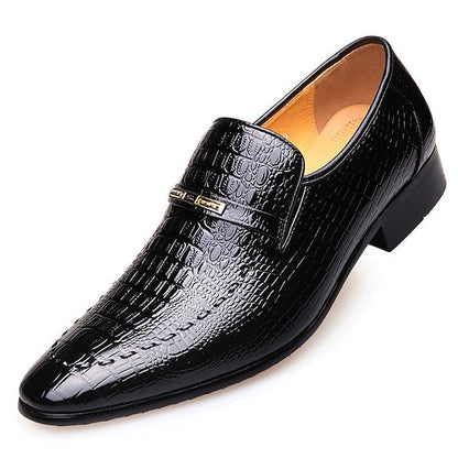 Pattern Leather Crocodile Men's Brown Faux - Loafers FashionChic