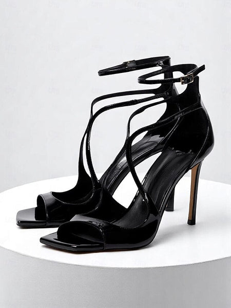 Stiletto Crisscross Heels Elegant - Women's Satin Lavender FashionChic