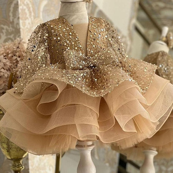 Length 3/4 Girls' Color Sleeve Kids Solid Dress Party FashionChic