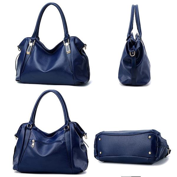 Handles Women’s and Top Faux with Handbag Black Leather FashionChic