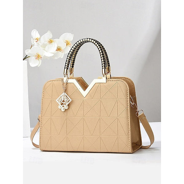 Handbag Faux with Elegant – Women's Pendant Pearl Leather FashionChic