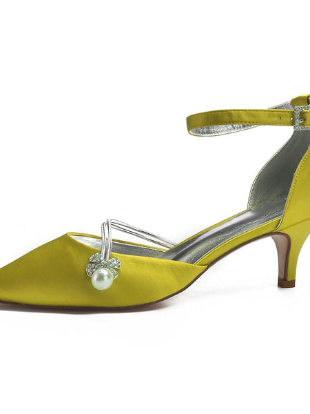 Heels Dark with Kitten and Women's Satin Blue Pearl FashionChic