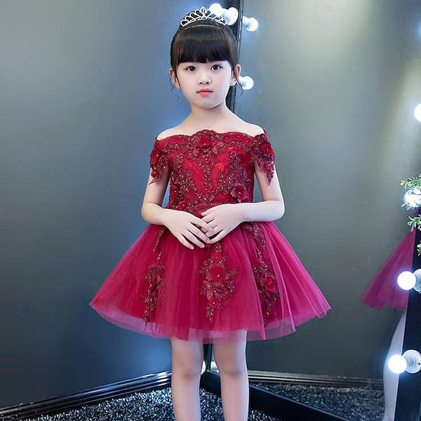 Sequin Toddler Flower 3/4 Dress Girl Girls' Party FashionChic