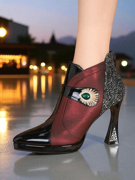 Heel Women's Ankle Glitter High Boots FashionChic