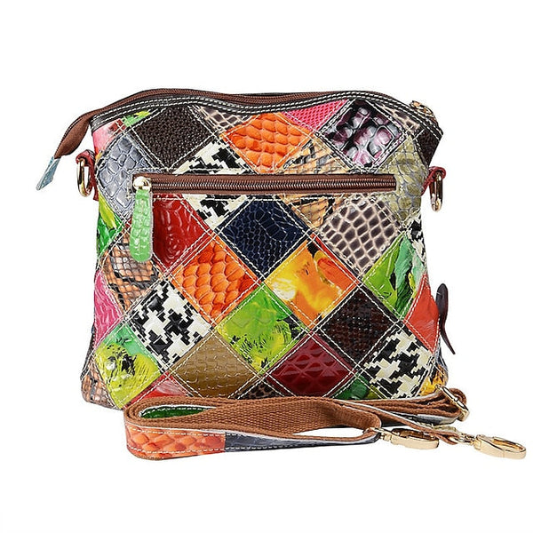 - Shoulder Women's Bag Colorful Bohemian Leather Patchwork FashionChic