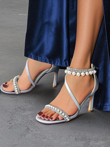 Party Satin Heels – Pointed-Toe Pink Chic Strap Ankle FashionChic