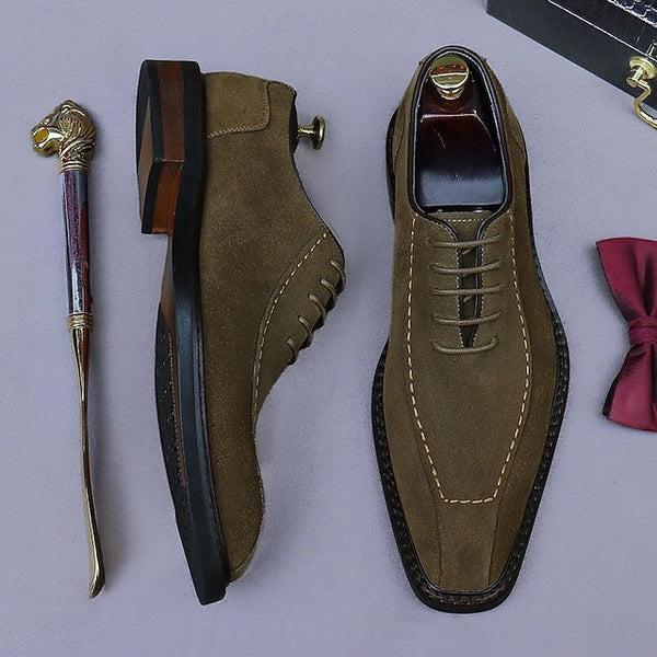 Derby Leather Genuine - Men's Suede Cowhide Classic Shoes FashionChic