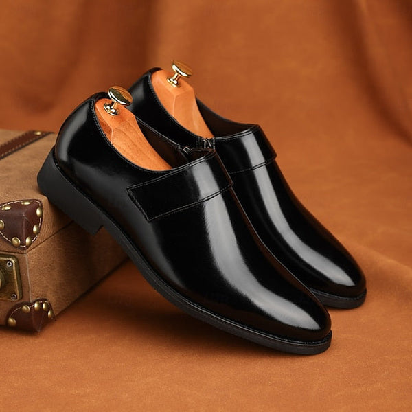 Dress Loafers Leather Brown Shoes Men's Business Slip-On FashionChic