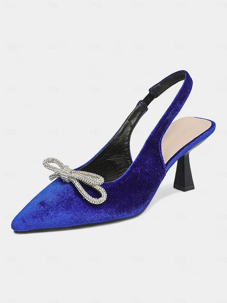 Toe Velvet Heels – Slingback Women's Pointed Cocktail FashionChic