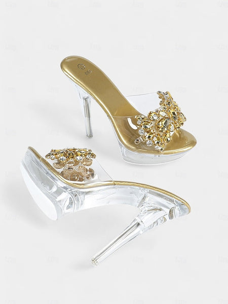Clear Platform – Rhinestone Embellished Heels Women's FashionChic