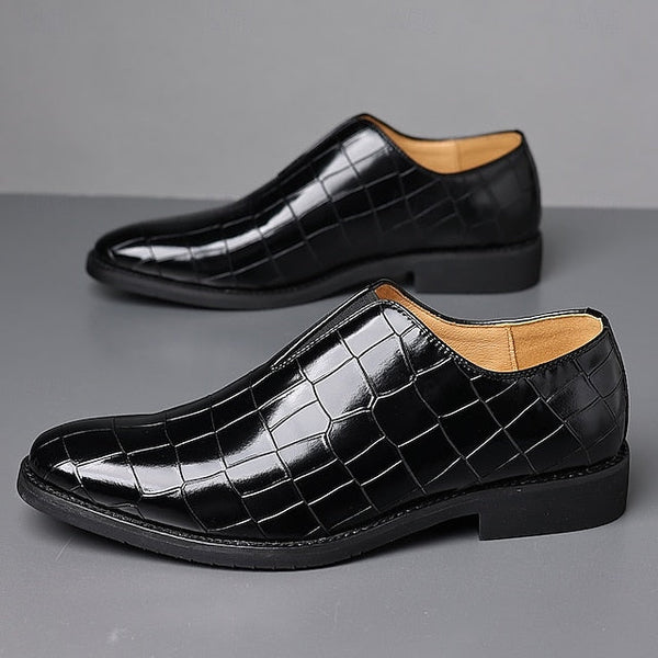Shoes Pattern Men's Burgundy – Dress Crocodile Slip-On FashionChic