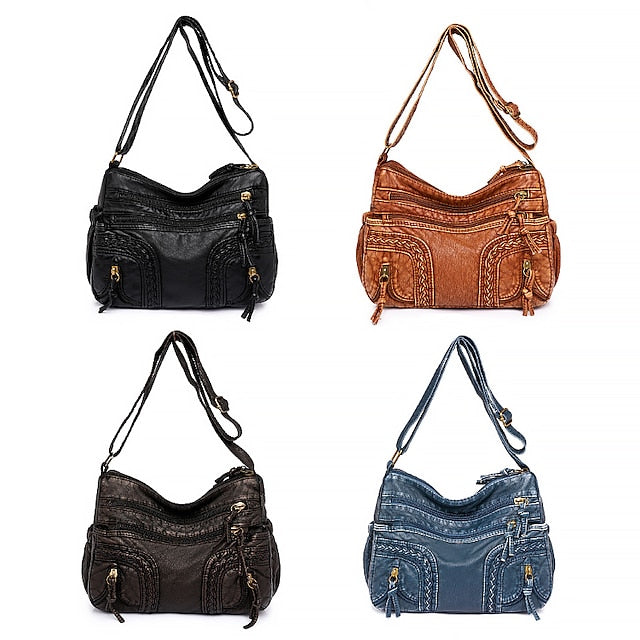 Leather Women's Faux Shoulder Brown Vintage Bag – Boho FashionChic